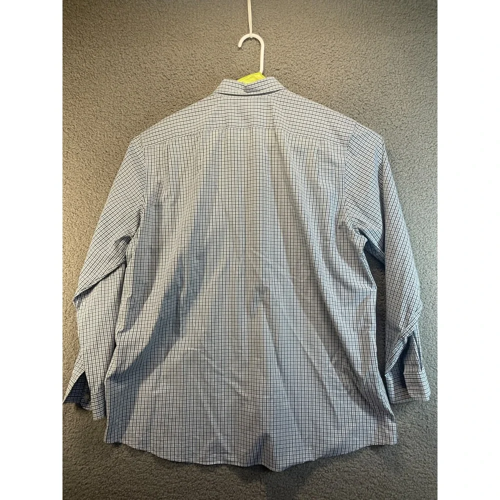 LL Bean Shirt Mens XL ‎ Blue Green  Plaid Oxford Long Sleeve Button Up Dress